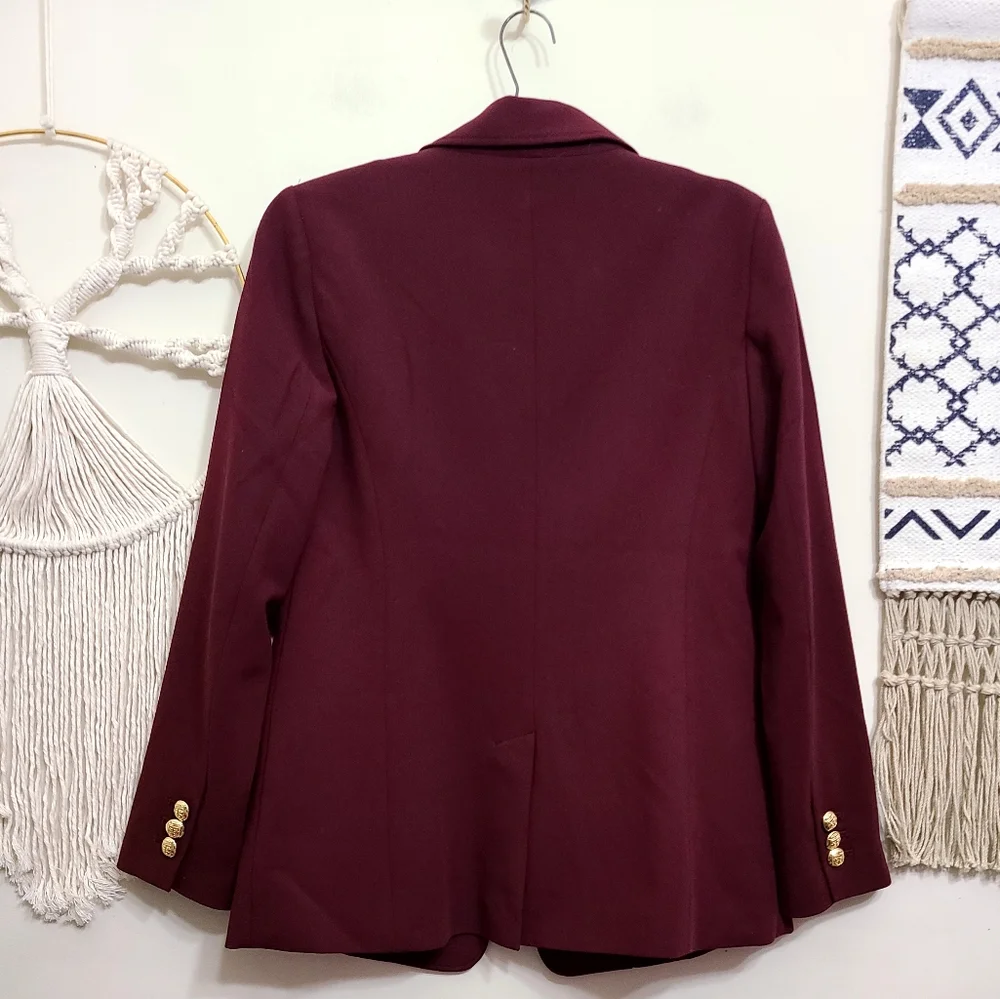 Talbots Tailored Stretch Blazer In Rich Burgundy Size 4 - Picture 6 of 8
